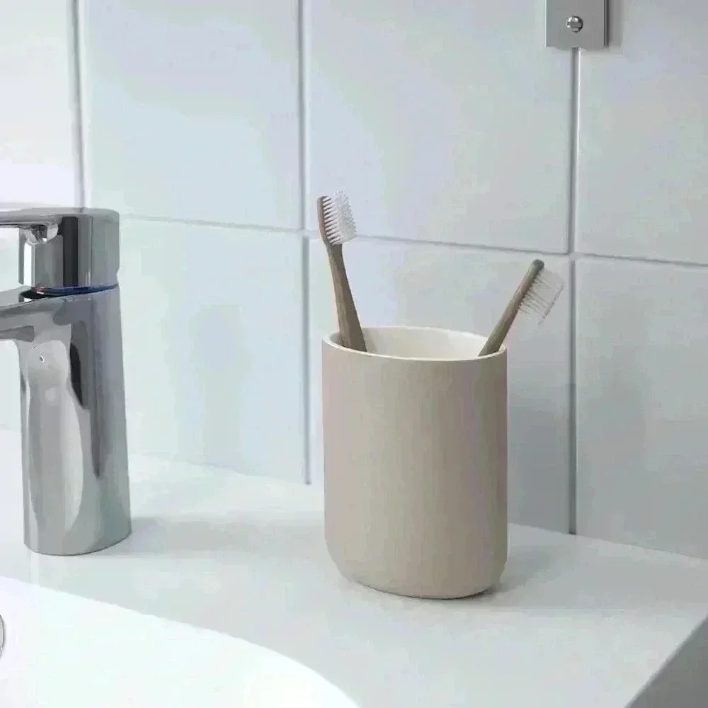 IKEA EKOLN Toothbrush holder, beige ceramic